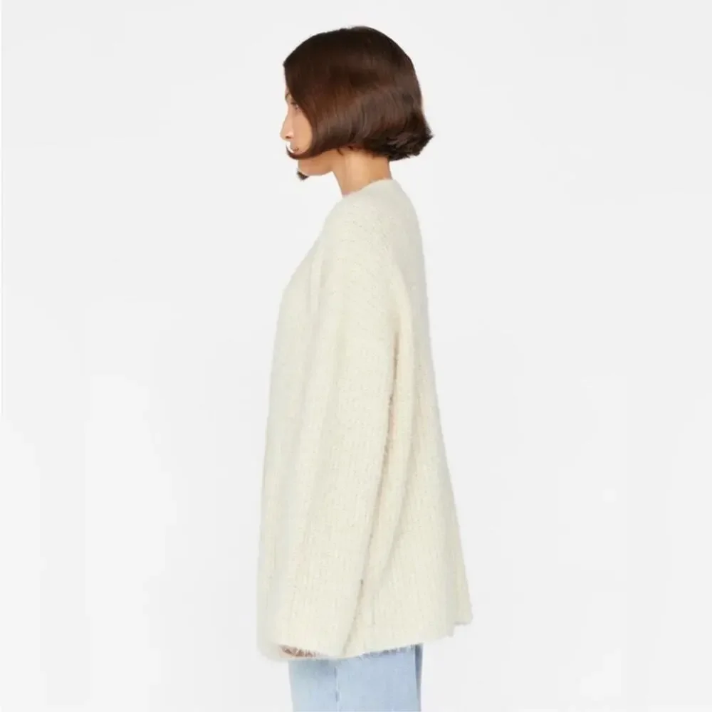 Frame Denim Lounge Cardi in Off White Alpaca Large NWT